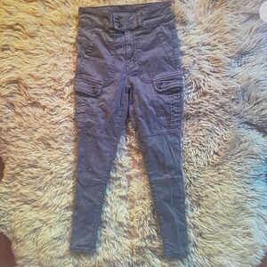 High-Waisted Gray Cargo Pants